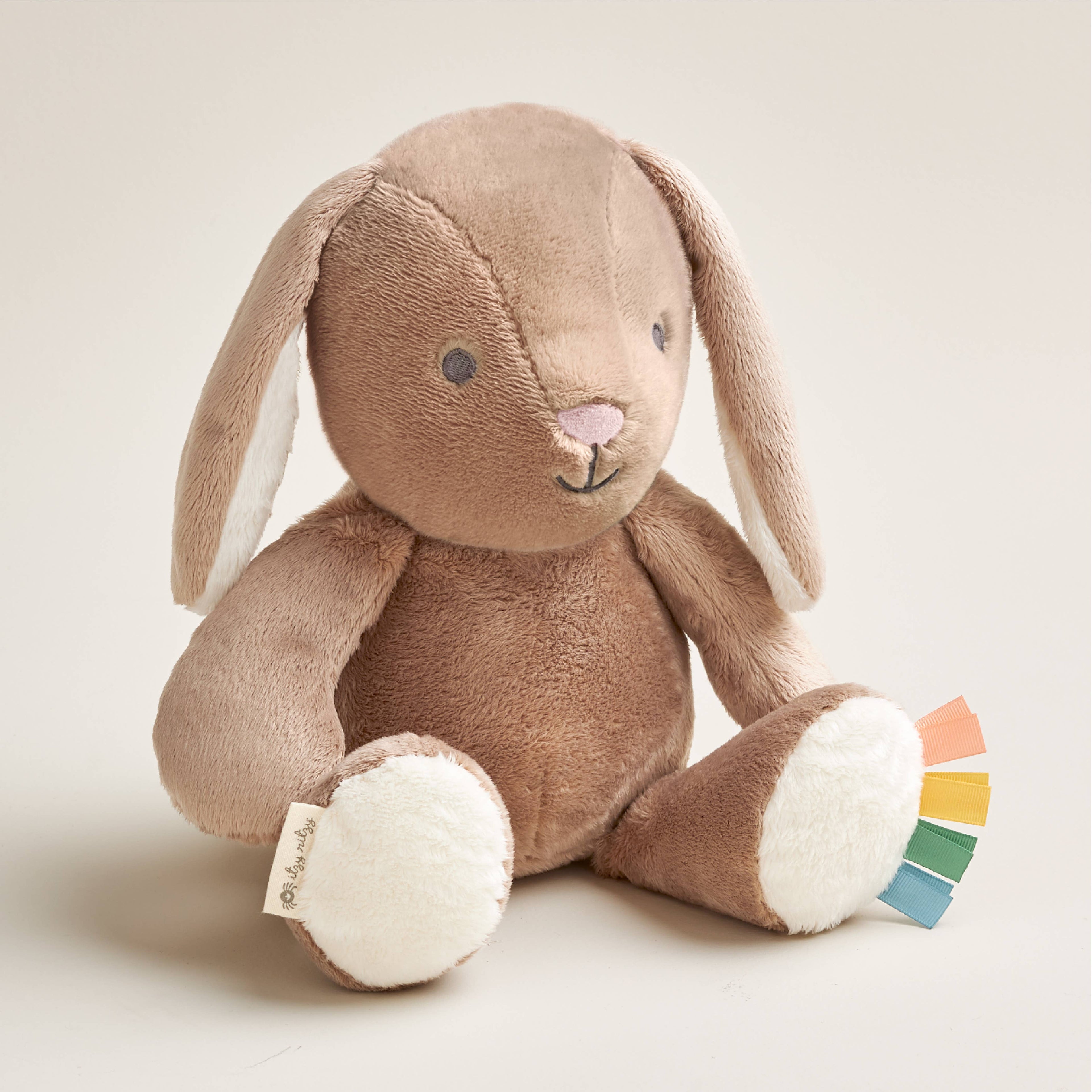Soft Sensory Plush Toy with Multiple Textures and Ribbons