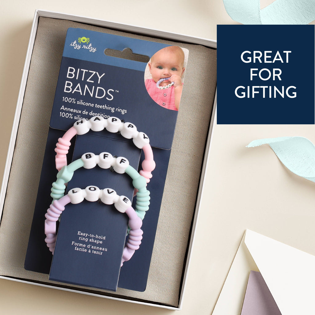 Bitzy Bands Silicone Teething Rings Set of Three for Babies
