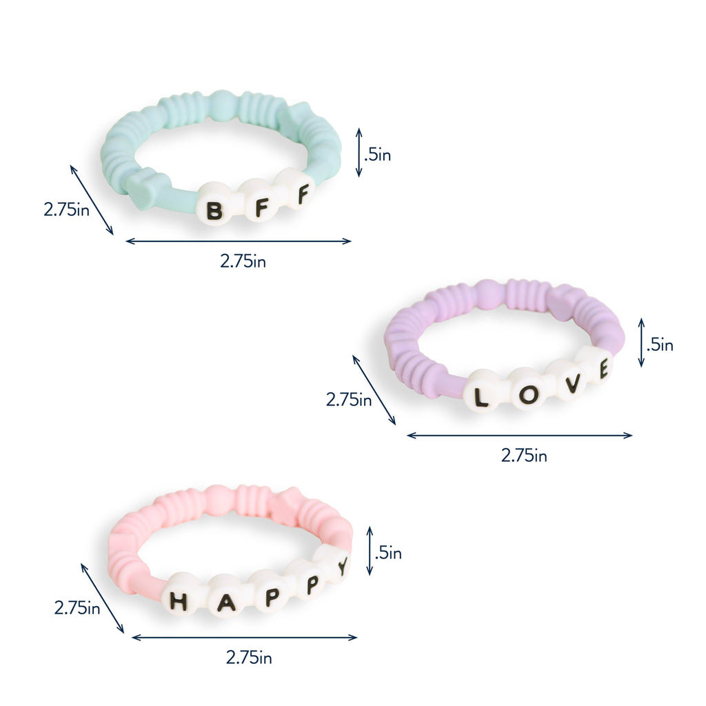 Bitzy Bands Silicone Teething Rings Set of Three for Babies