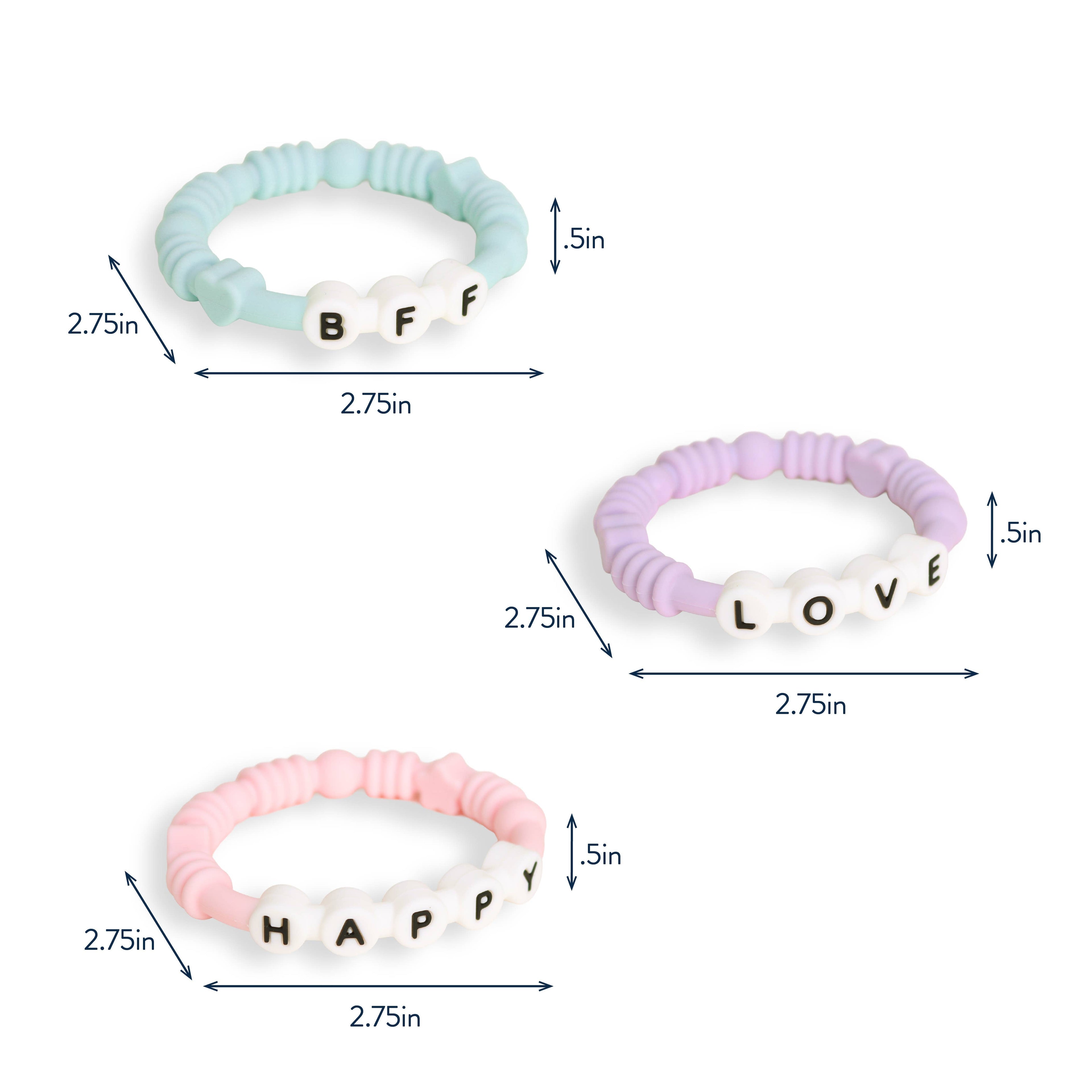 Bitzy Bands Silicone Teething Rings Set of Three for Babies