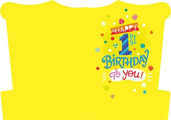 1st Birthday Foil Card with Colorful Shiny Accents and Envelope