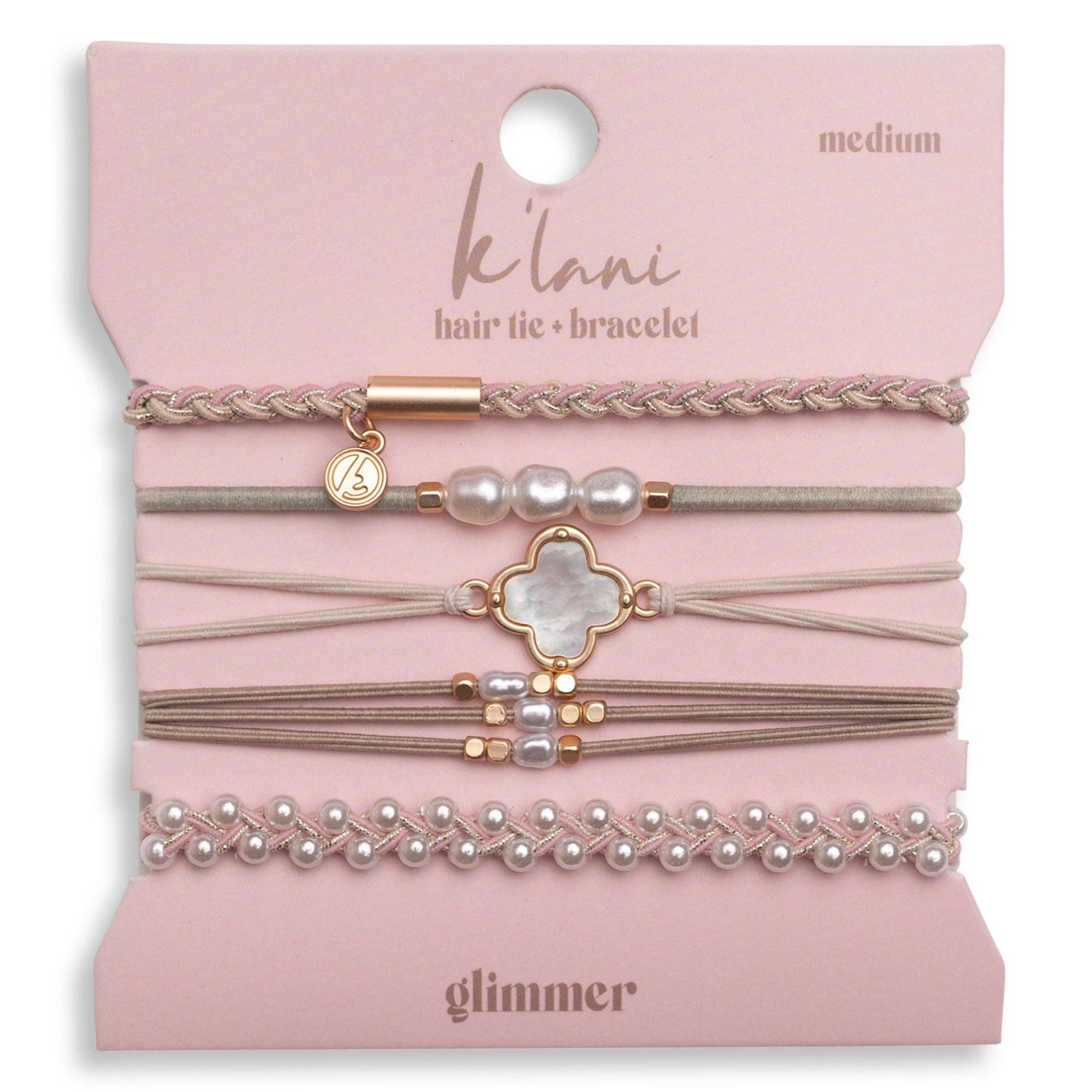 Soft Pinks with Pearl and Gold Accent Hair Tie Bracelets