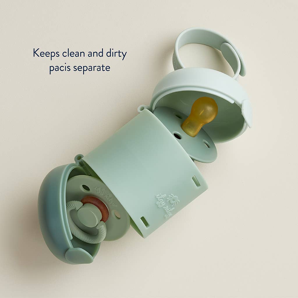 Dual Compartment Pacifier Case with Silicone Strap for Diaper Bags Strollers