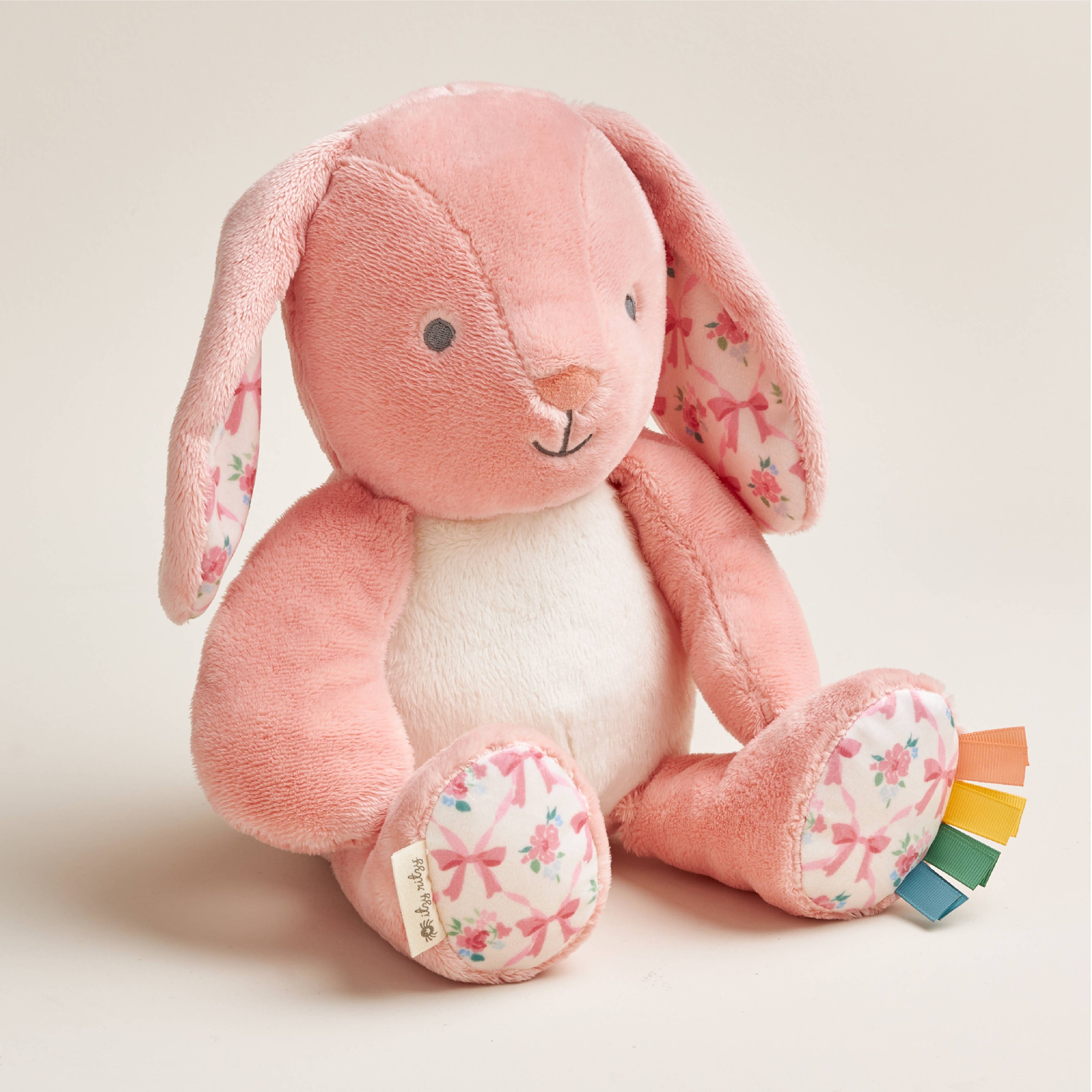 Soft Sensory Plush Toy with Multiple Textures and Ribbons