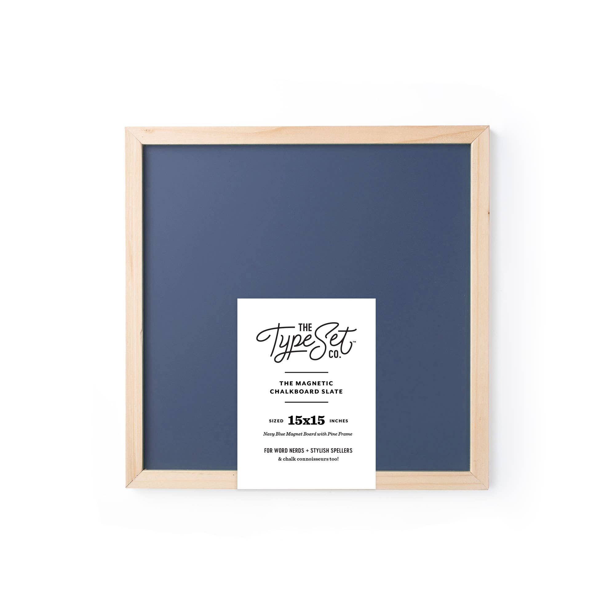 15x15 Navy Blue Magnetic Chalkboard with Pine Wood Frame