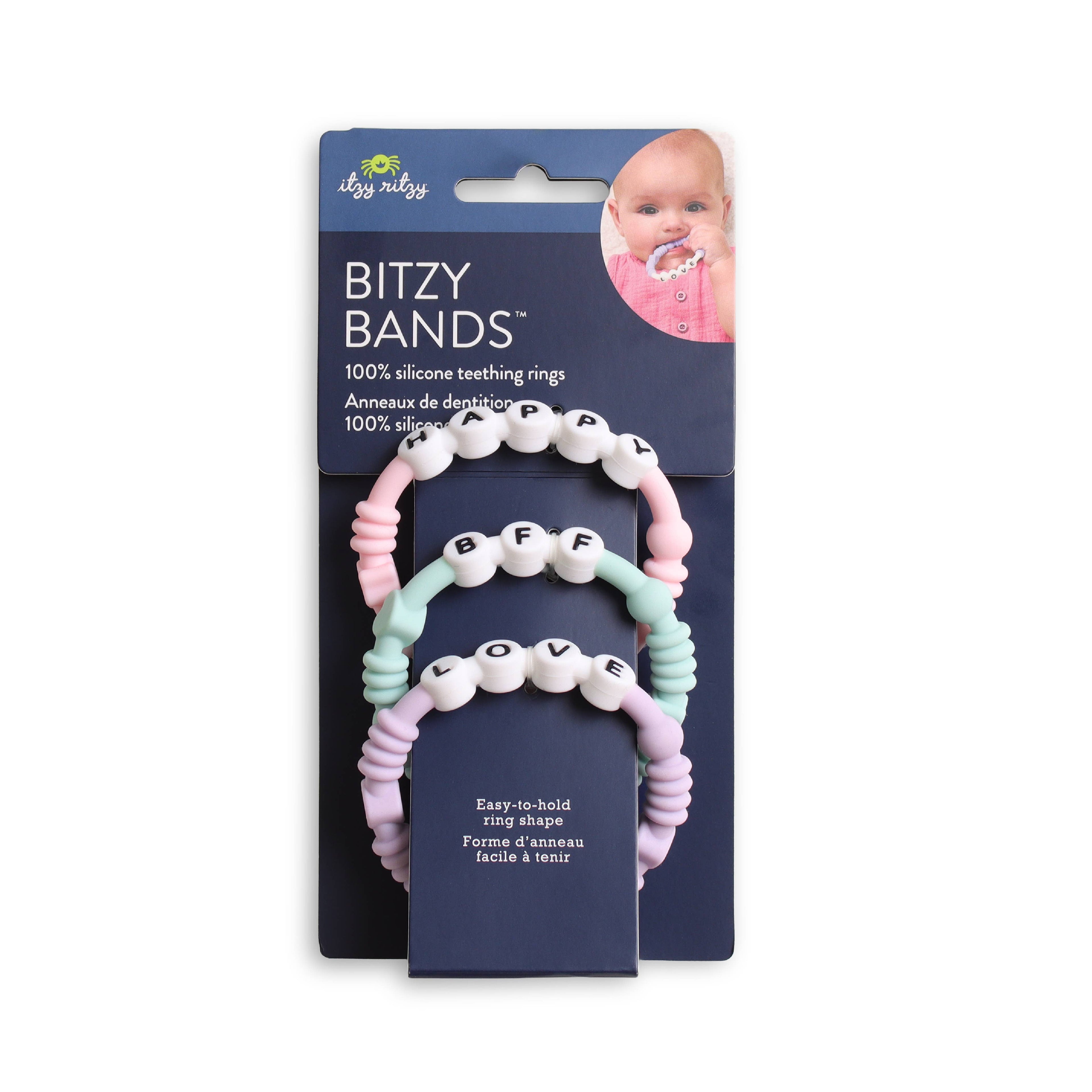 Bitzy Bands Silicone Teething Rings Set of Three for Babies