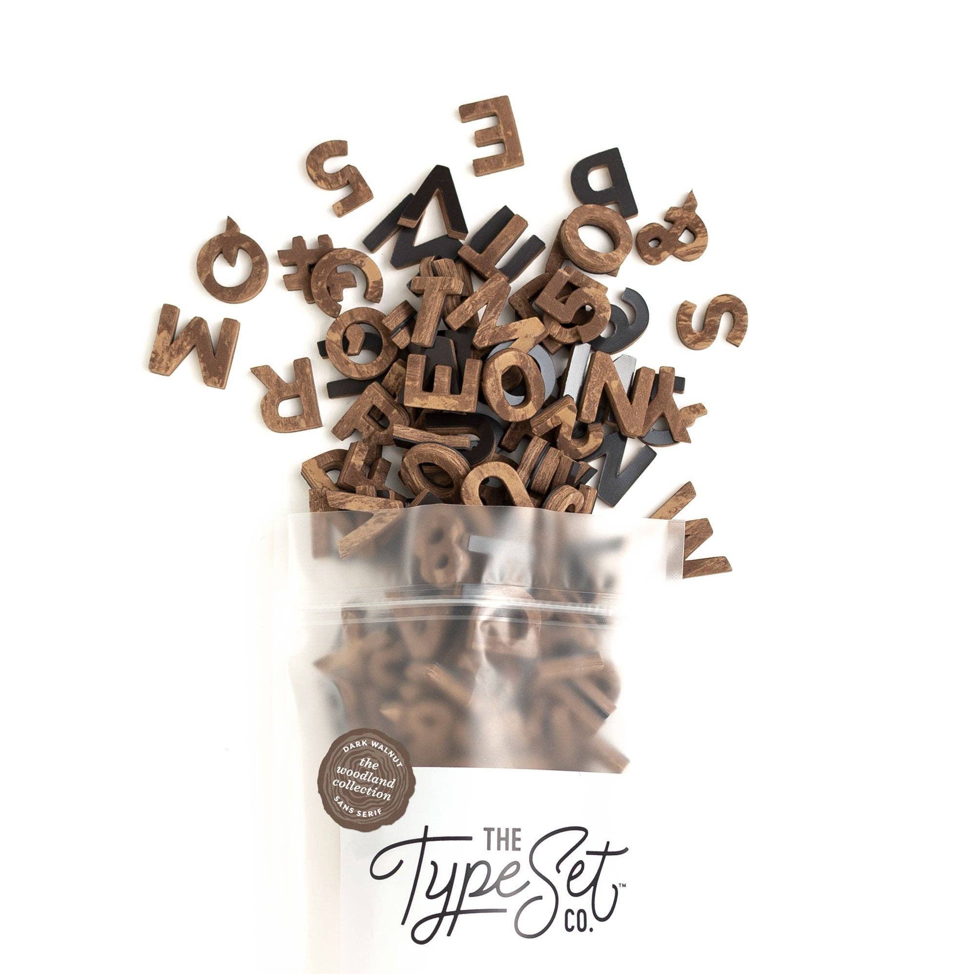 200pc Faux Wood Dark Walnut Magnetic Letters Set