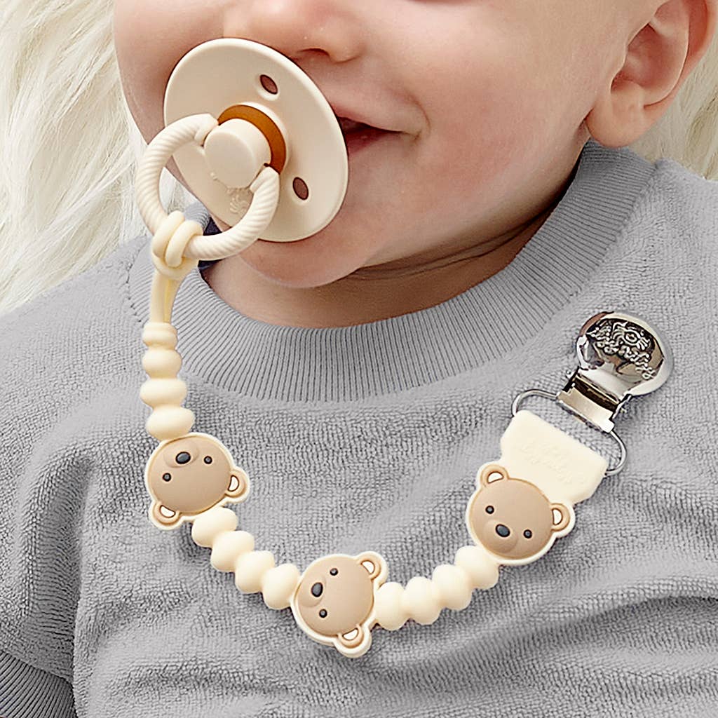 Silicone Pacifier Clip Holder with Cute Character Design for Baby
