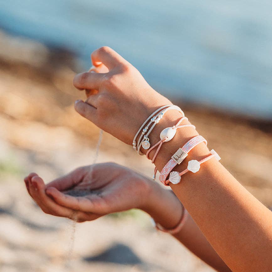 Shimmer Coral with Shell Hair Tie Bracelets