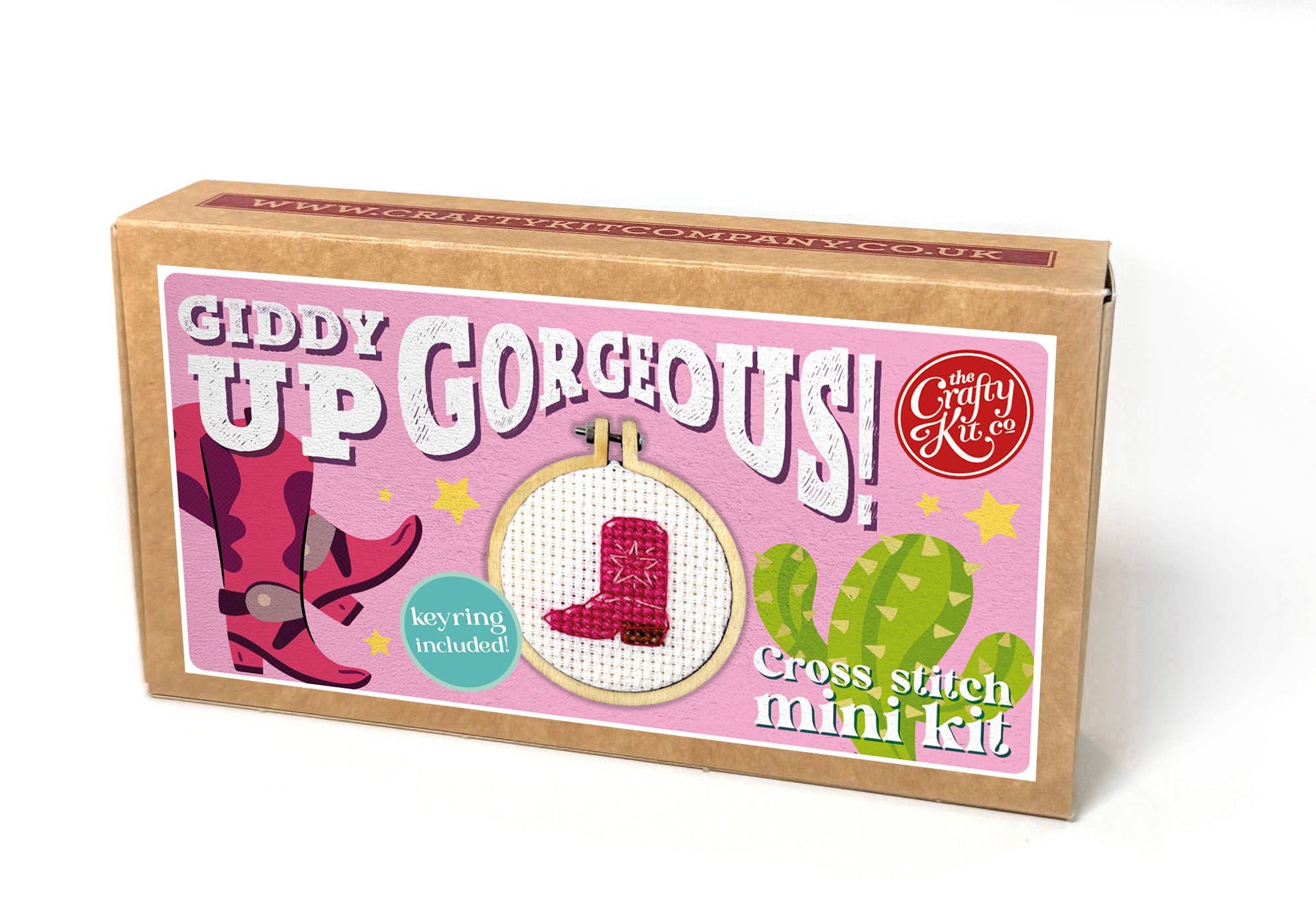 Mini Matchbox Cross Stitch Kit Cowgirl Boot Keyring DIY Craft Set