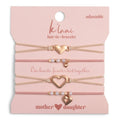 Mother Daughter Pink with Pearls and Gold Hearts Shareable Hair Tie Bracelets