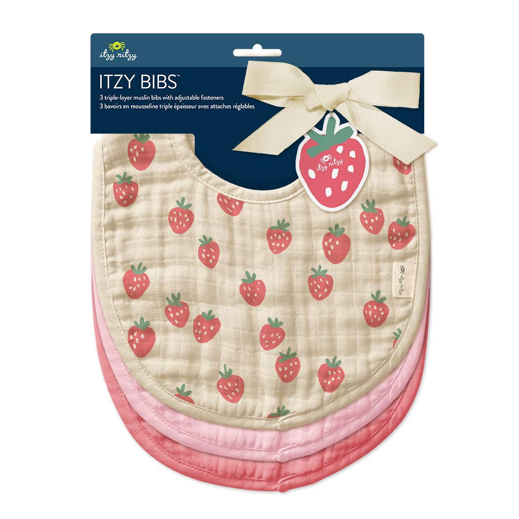 Triple-Layer Muslin Cotton Baby Bibs Set of 3 Adjustable Closure