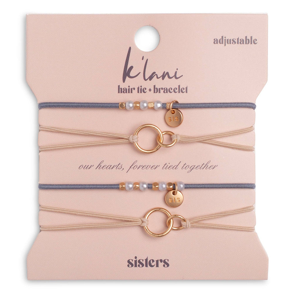 Sisters Gold and Pearl Shareable Hair Tie Bracelet Set
