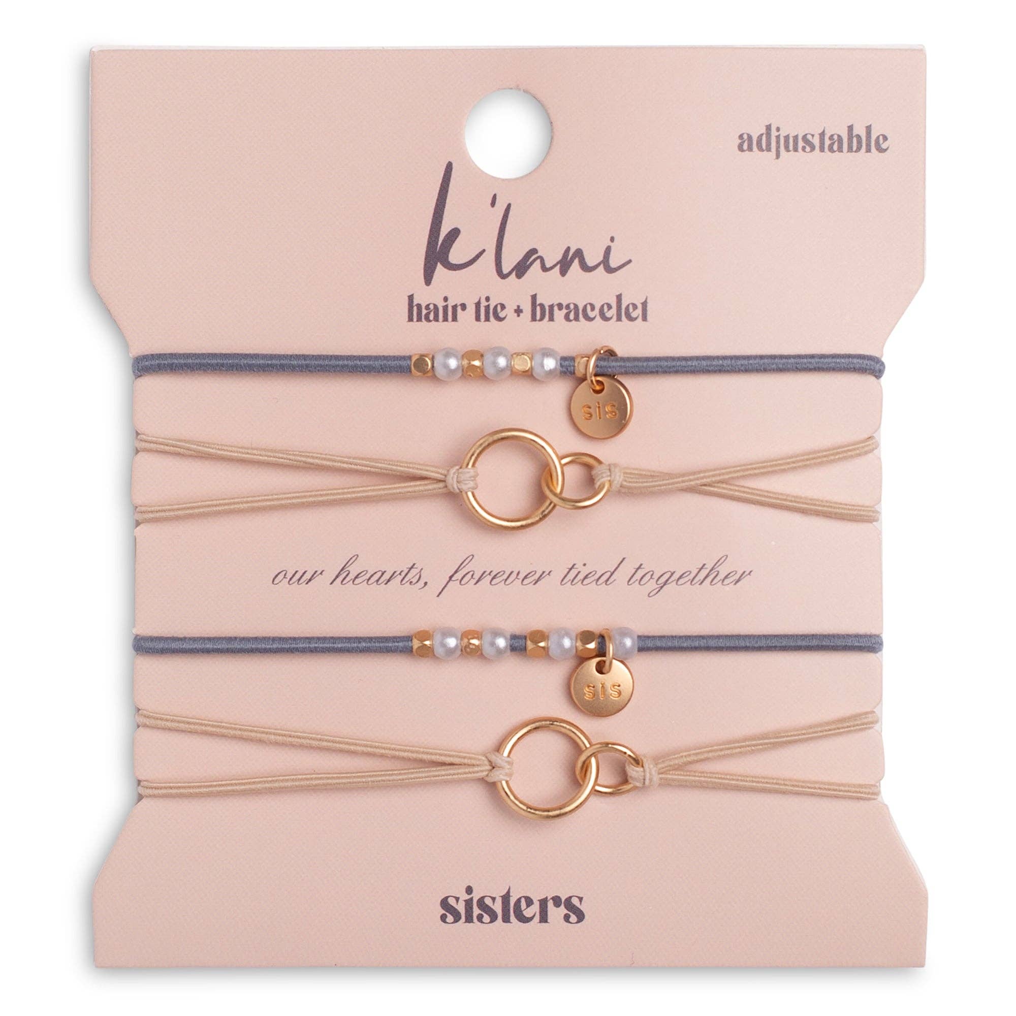 Sisters Gold and Pearl Shareable Hair Tie Bracelet Set