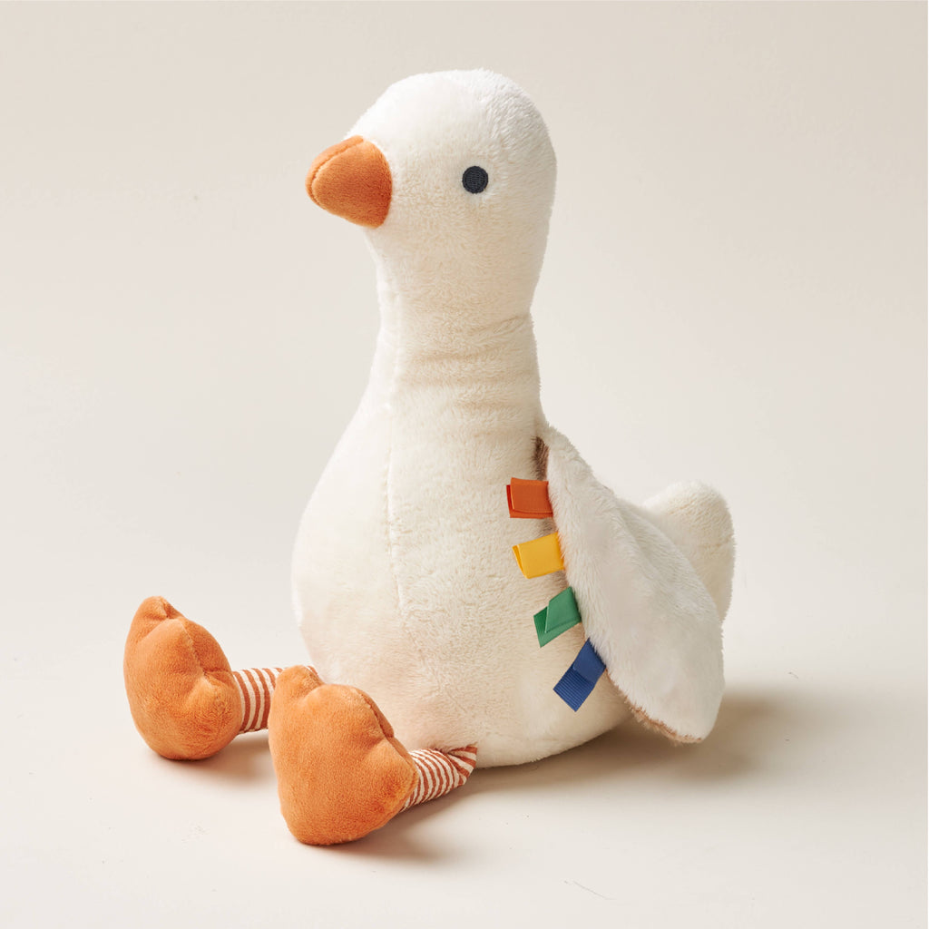 Soft Sensory Plush Toy with Multiple Textures and Ribbons