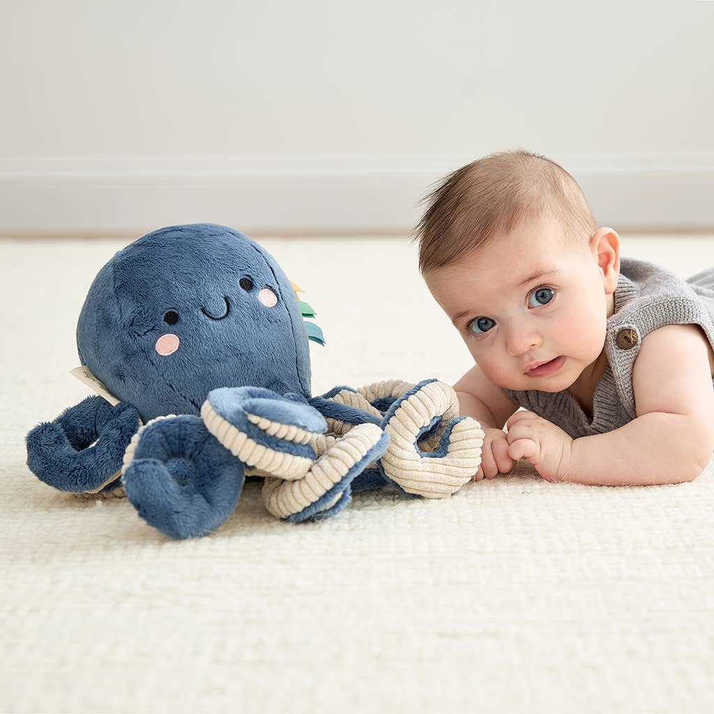 Soft Sensory Plush Toy with Multiple Textures and Ribbons