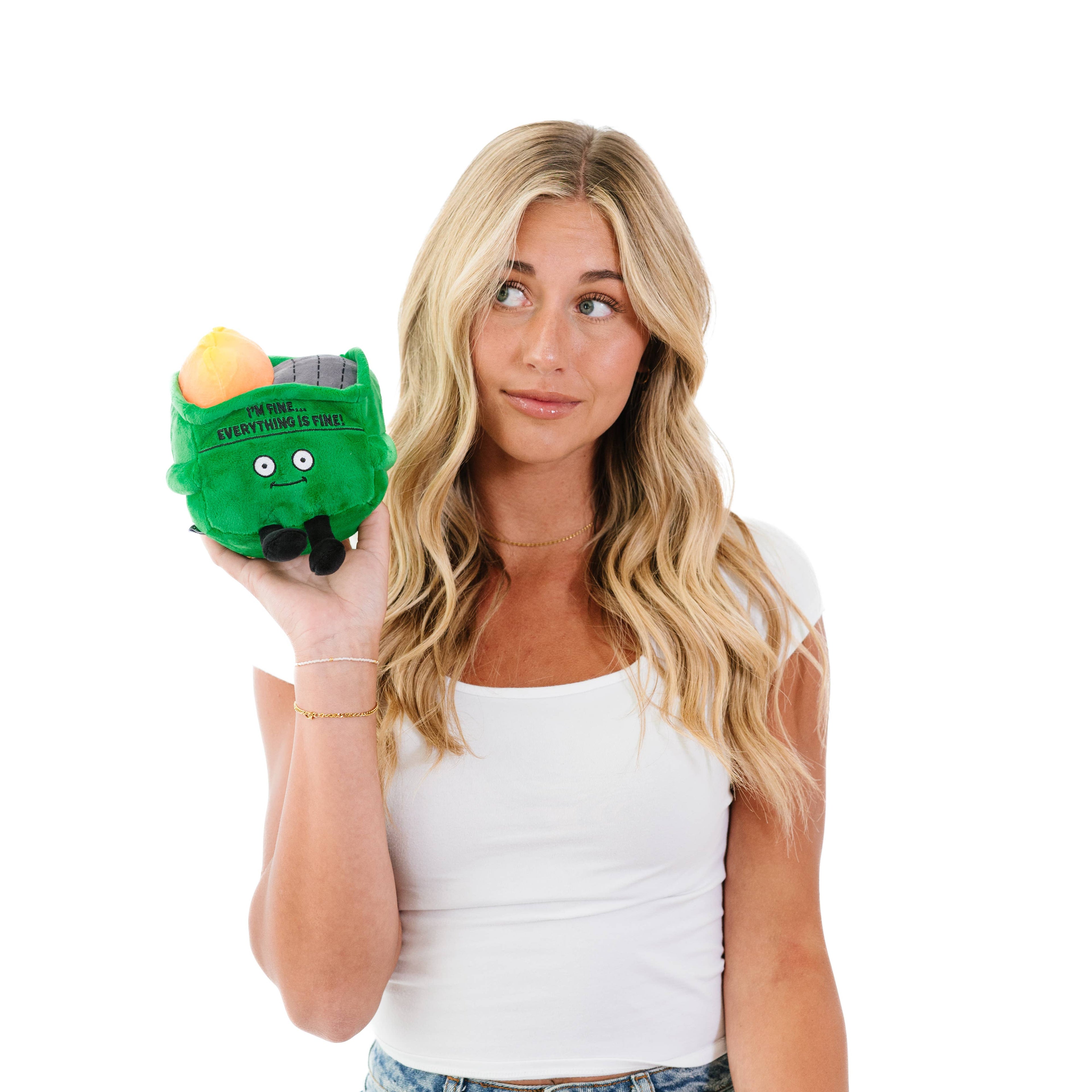 I'm Fine Everything is Fine Plush Dumpster Fire Desk Toy