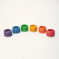 18 Wooden Rings in 6 Rainbow Colors for Sorting Stacking and Counting