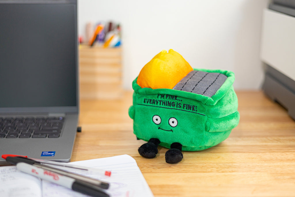 I'm Fine Everything is Fine Plush Dumpster Fire Desk Toy