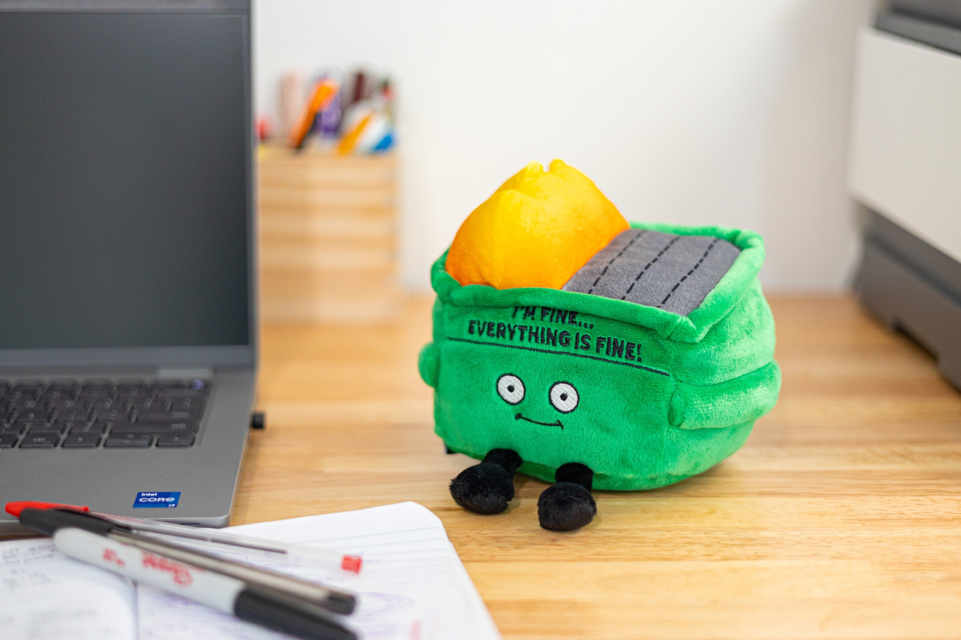 I'm Fine Everything is Fine Plush Dumpster Fire Desk Toy