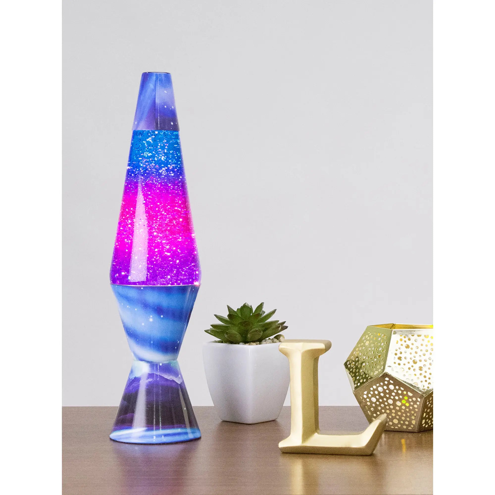 14.5 Inch Tie-Dye Aurora Glitter Lava Lamp Pink Purple Blue
