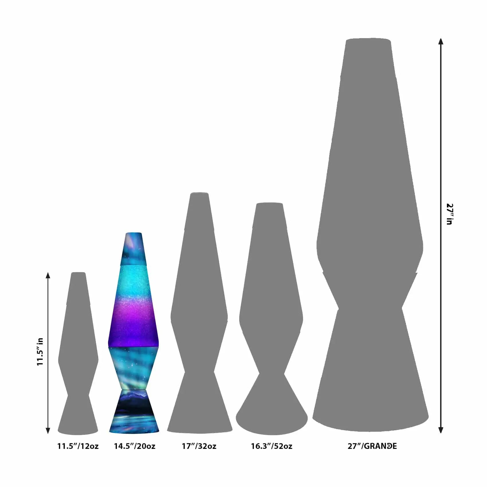 14.5 Inch Tie-Dye Aurora Glitter Lava Lamp Pink Purple Blue