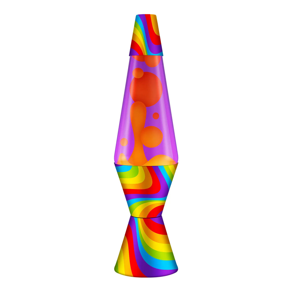 14.5 Inch Lava Lamp with Flowing Color Bands Yellow Wax Purple Liquid