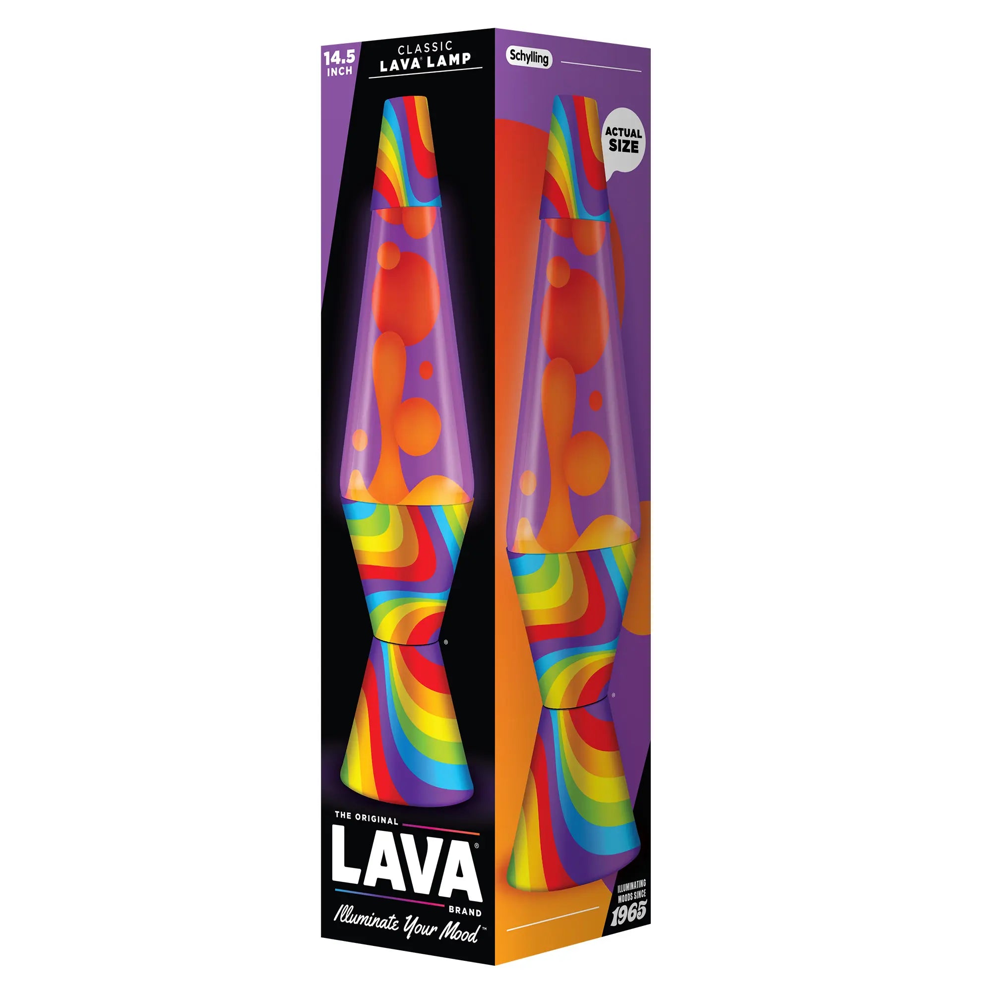 14.5 Inch Lava Lamp with Flowing Color Bands Yellow Wax Purple Liquid