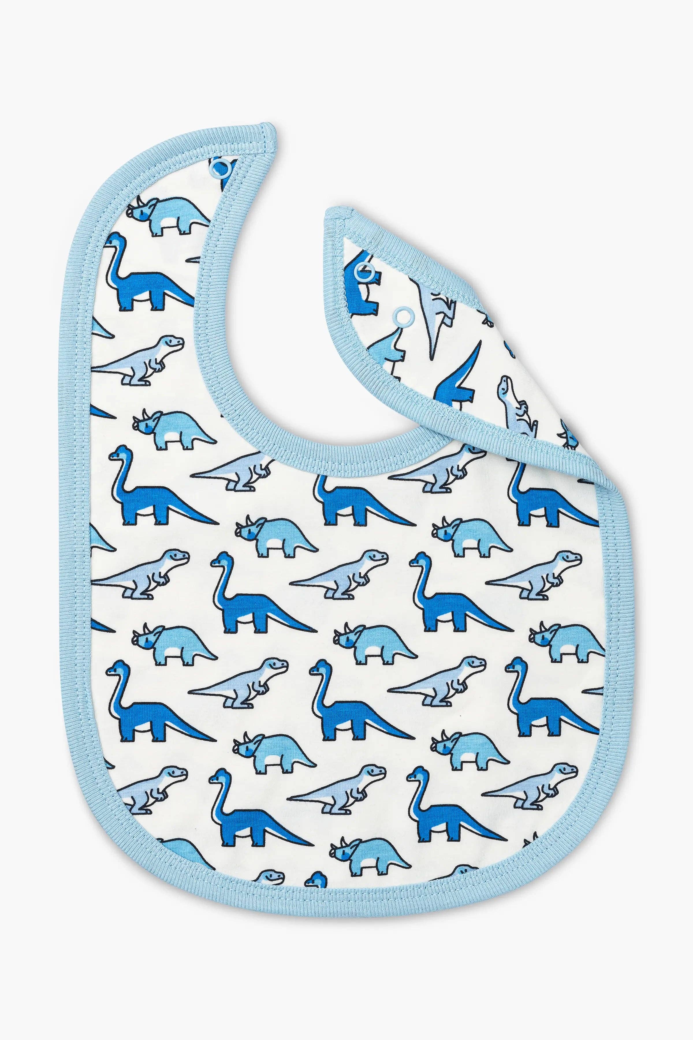 2-Pack Organic Cotton Baby Bibs with Snap Closure - Dinosaur & Space Navy Print