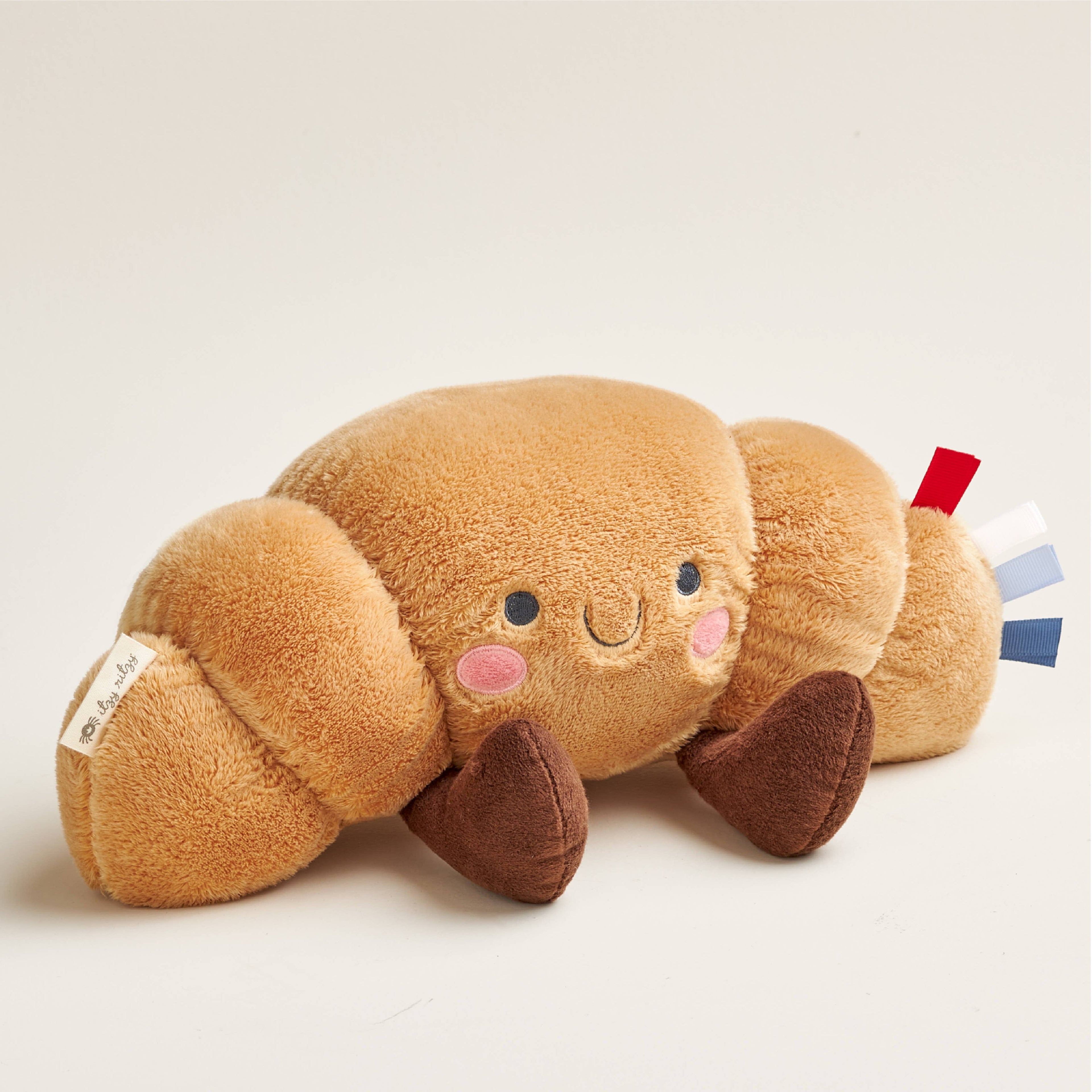 Soft Sensory Plush Toy with Multiple Textures and Ribbons
