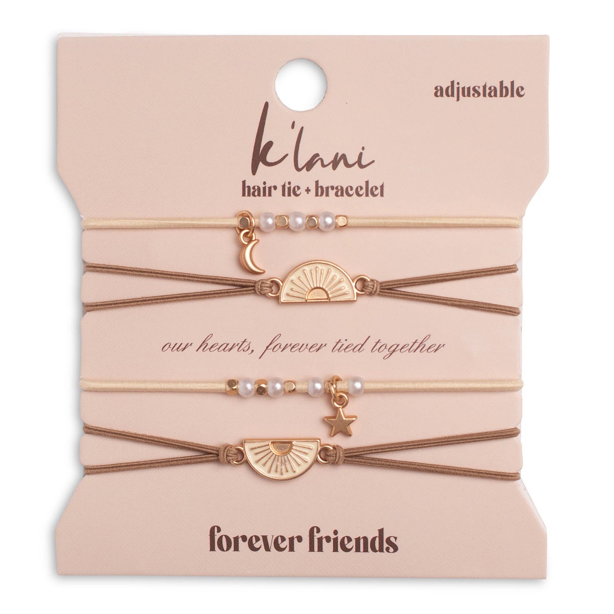 Neutral Sun Friendship Hair Tie Bracelet Set for Best Friends
