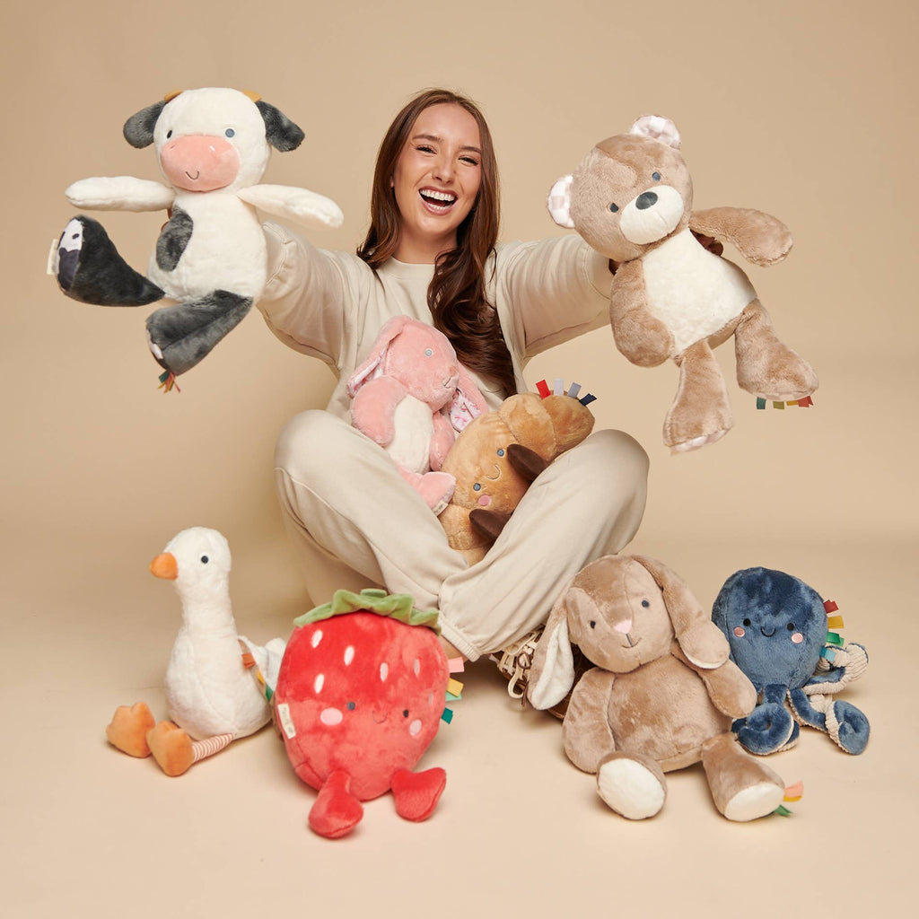 Soft Sensory Plush Toy with Multiple Textures and Ribbons