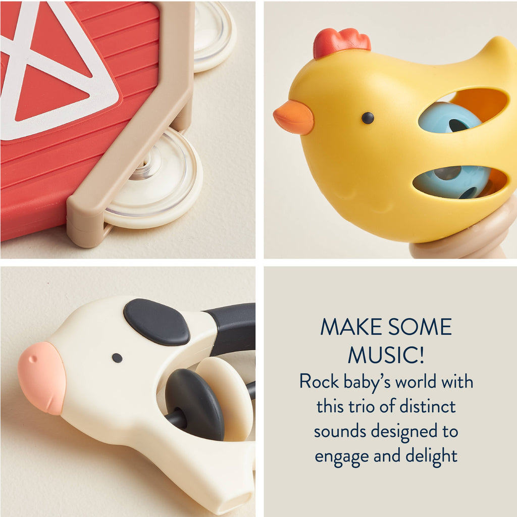 Baby Farm Animal Rhythm & Rattle Music Gift Set, 3 Instruments