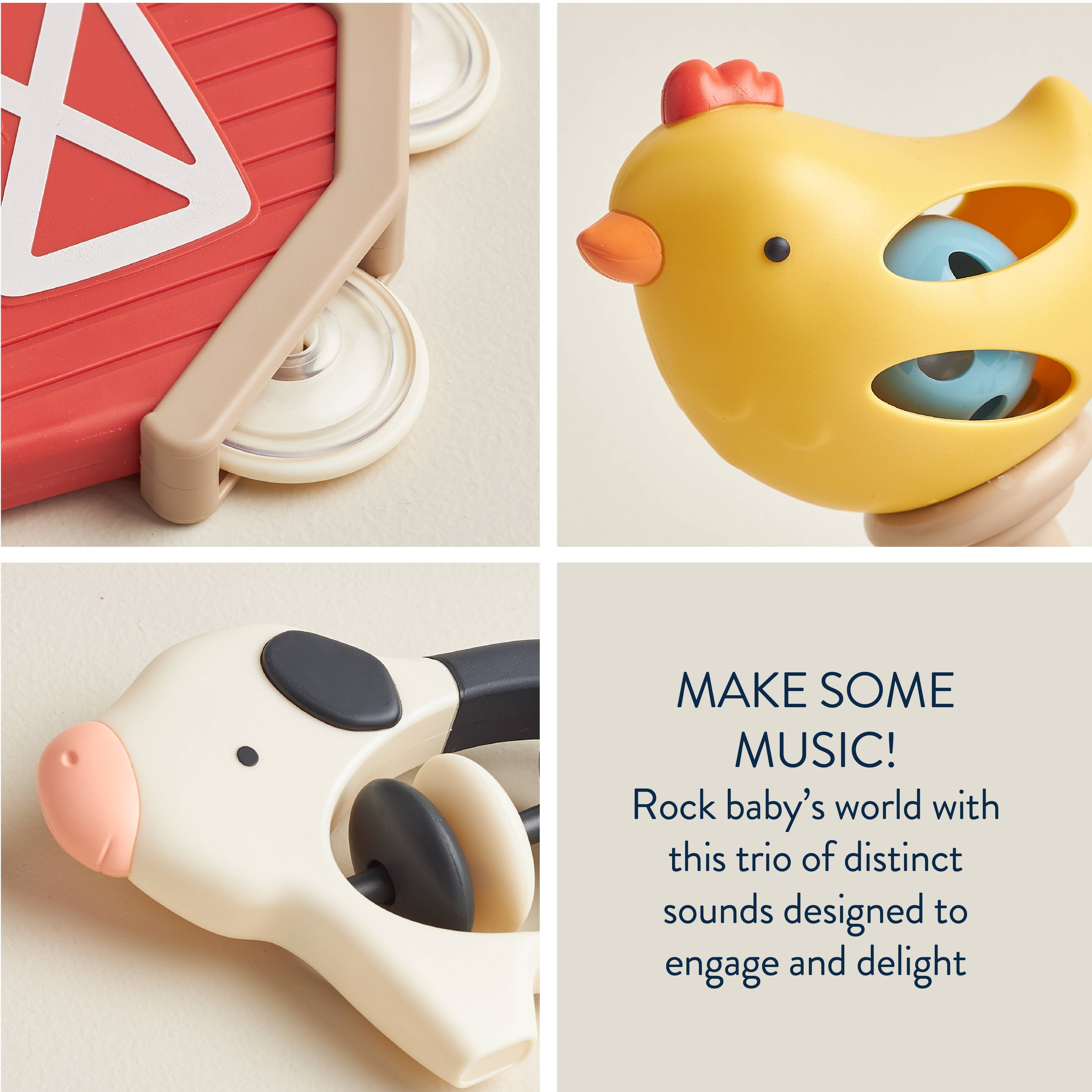 Baby Farm Animal Rhythm & Rattle Music Gift Set, 3 Instruments