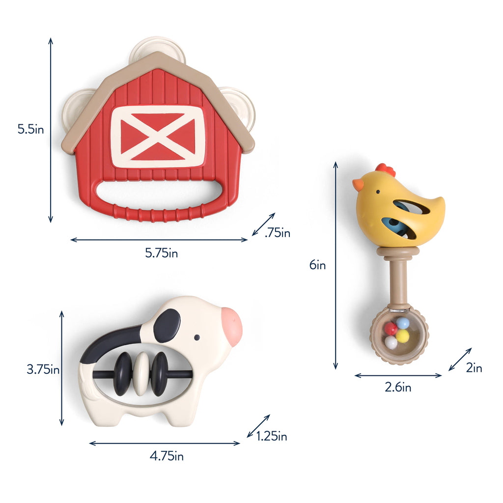 Baby Farm Animal Rhythm & Rattle Music Gift Set, 3 Instruments