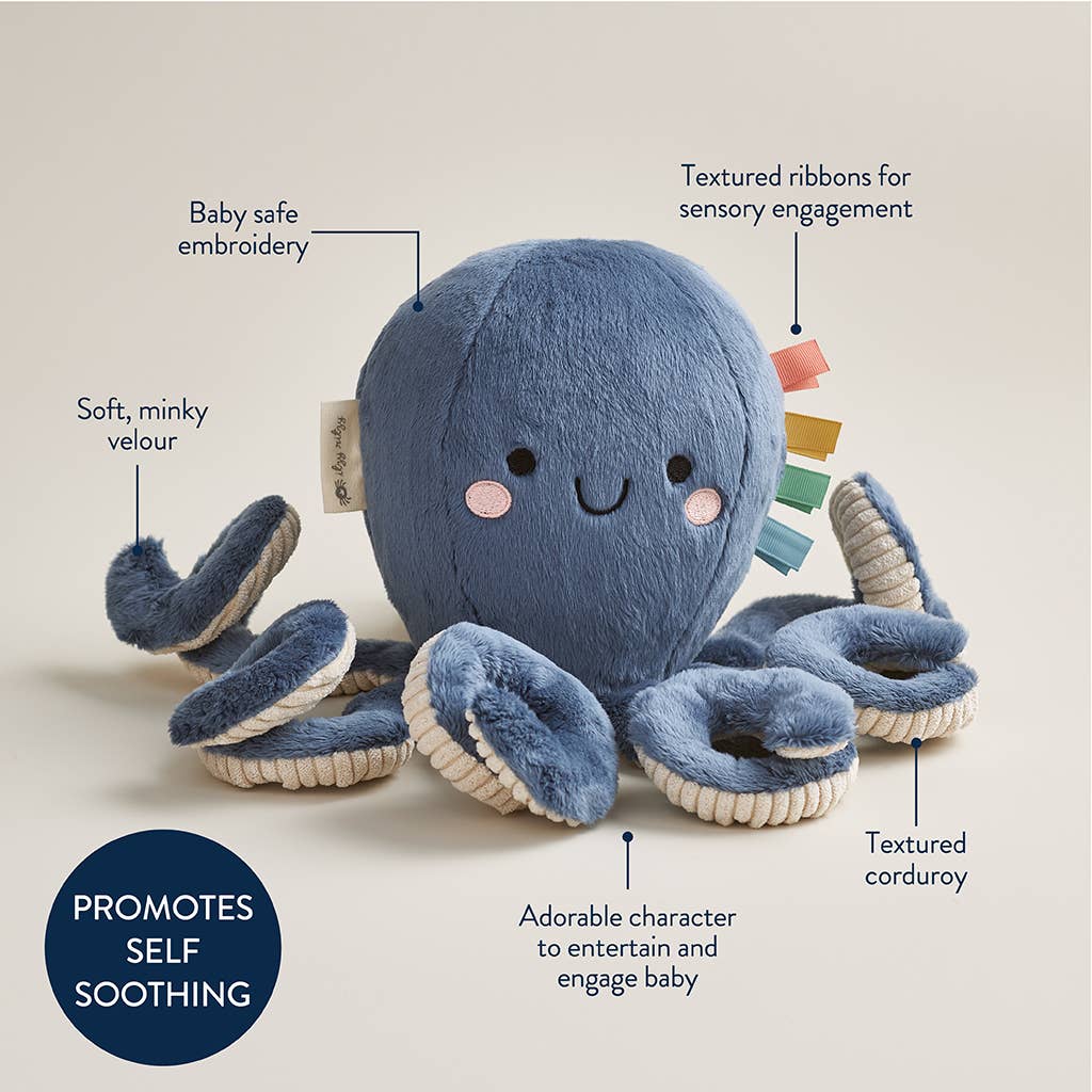 Soft Sensory Plush Toy with Multiple Textures and Ribbons