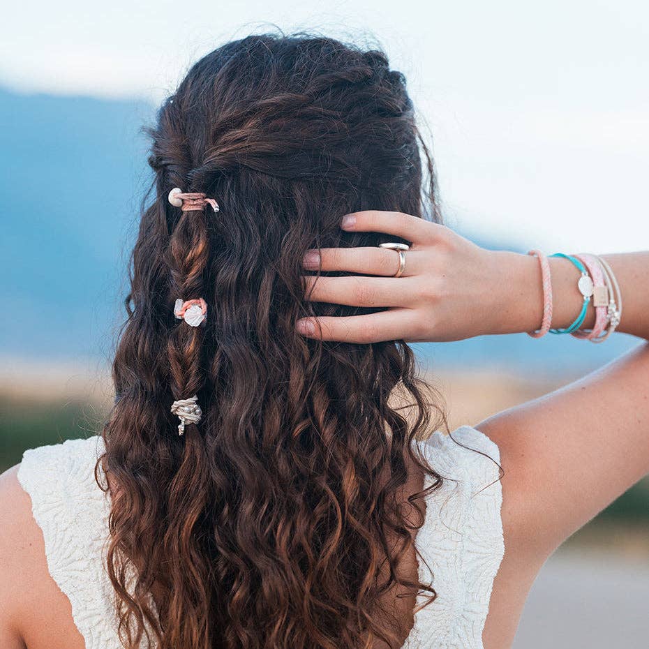Shimmer Coral with Shell Hair Tie Bracelets