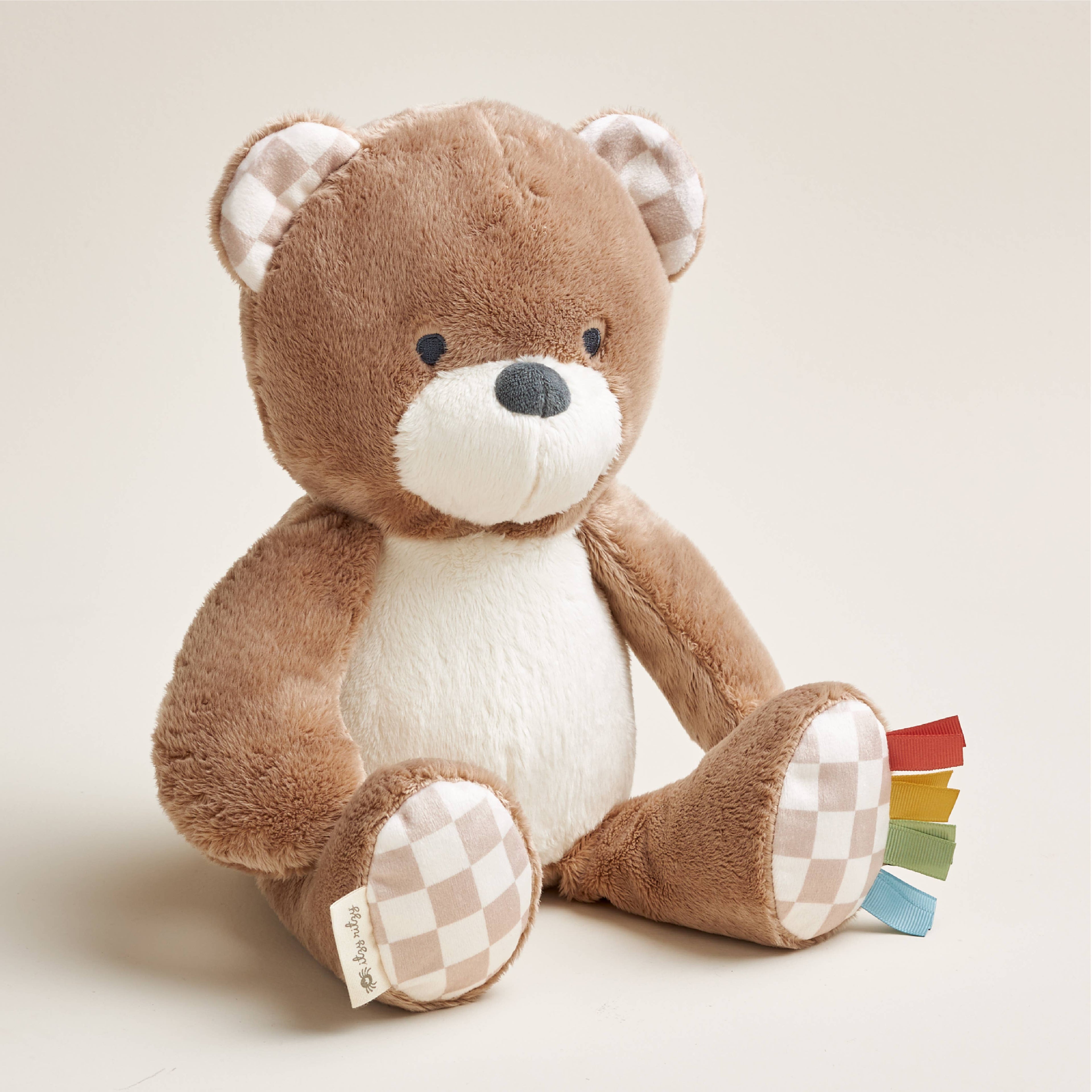 Soft Sensory Plush Toy with Multiple Textures and Ribbons