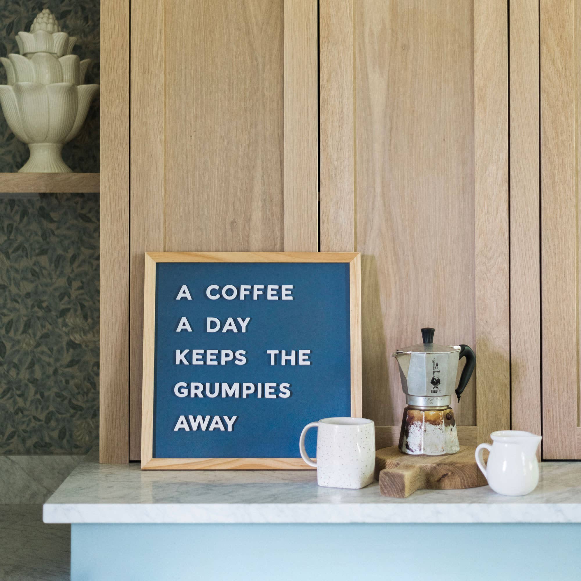15x15 Navy Blue Magnetic Chalkboard with Pine Wood Frame