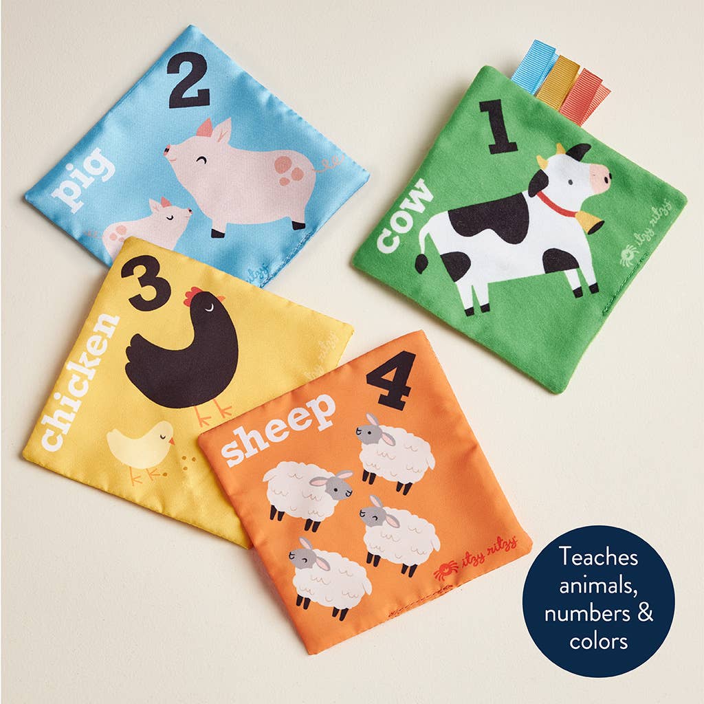 Farm Sensory Scarves Baby Toy Set with Barn Tissue Box