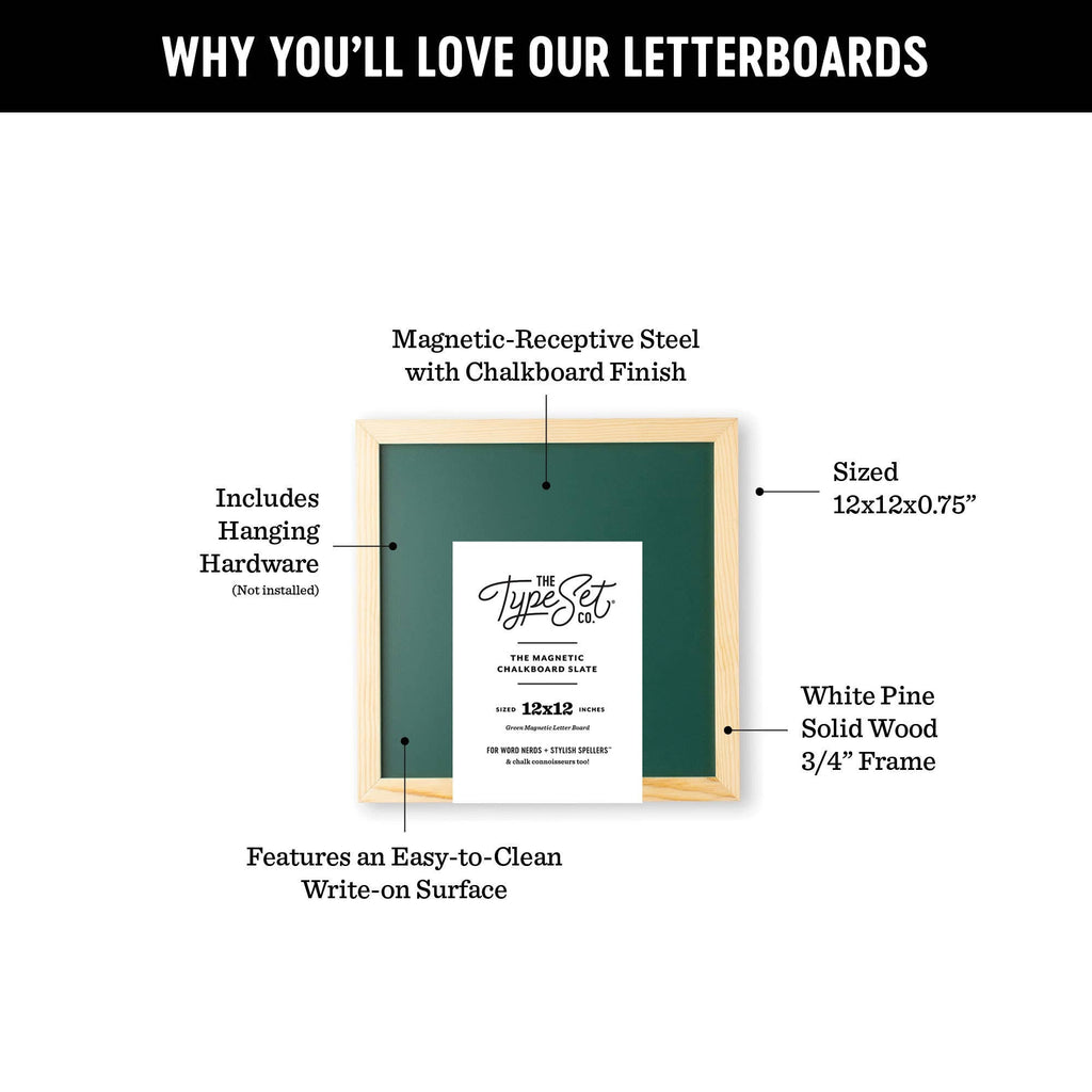 12x12 Green Magnetic Chalkboard with Wood Frame for Home and Classroom
