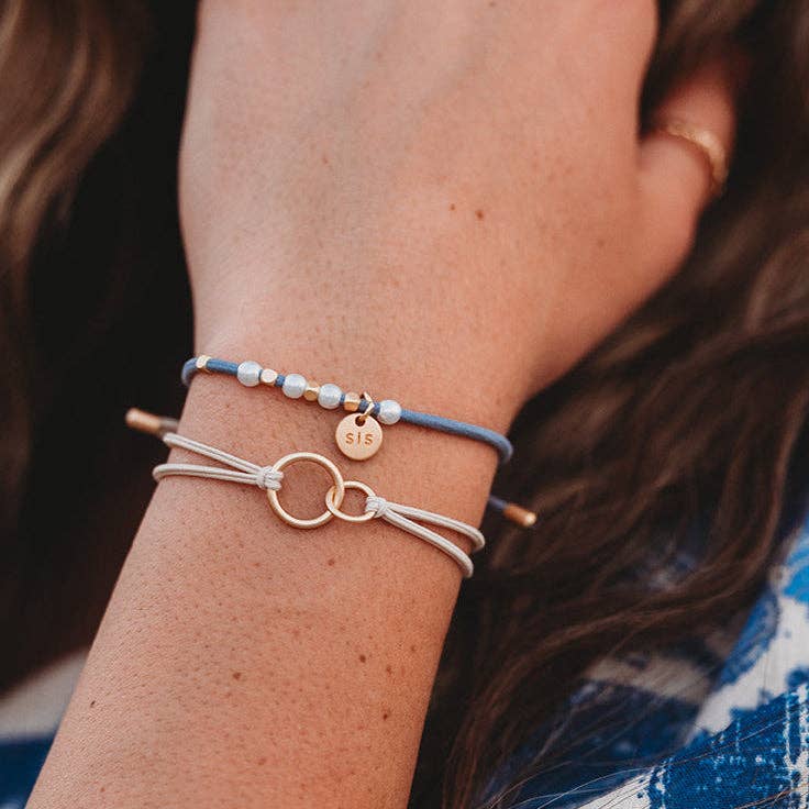 Sisters Gold and Pearl Shareable Hair Tie Bracelet Set