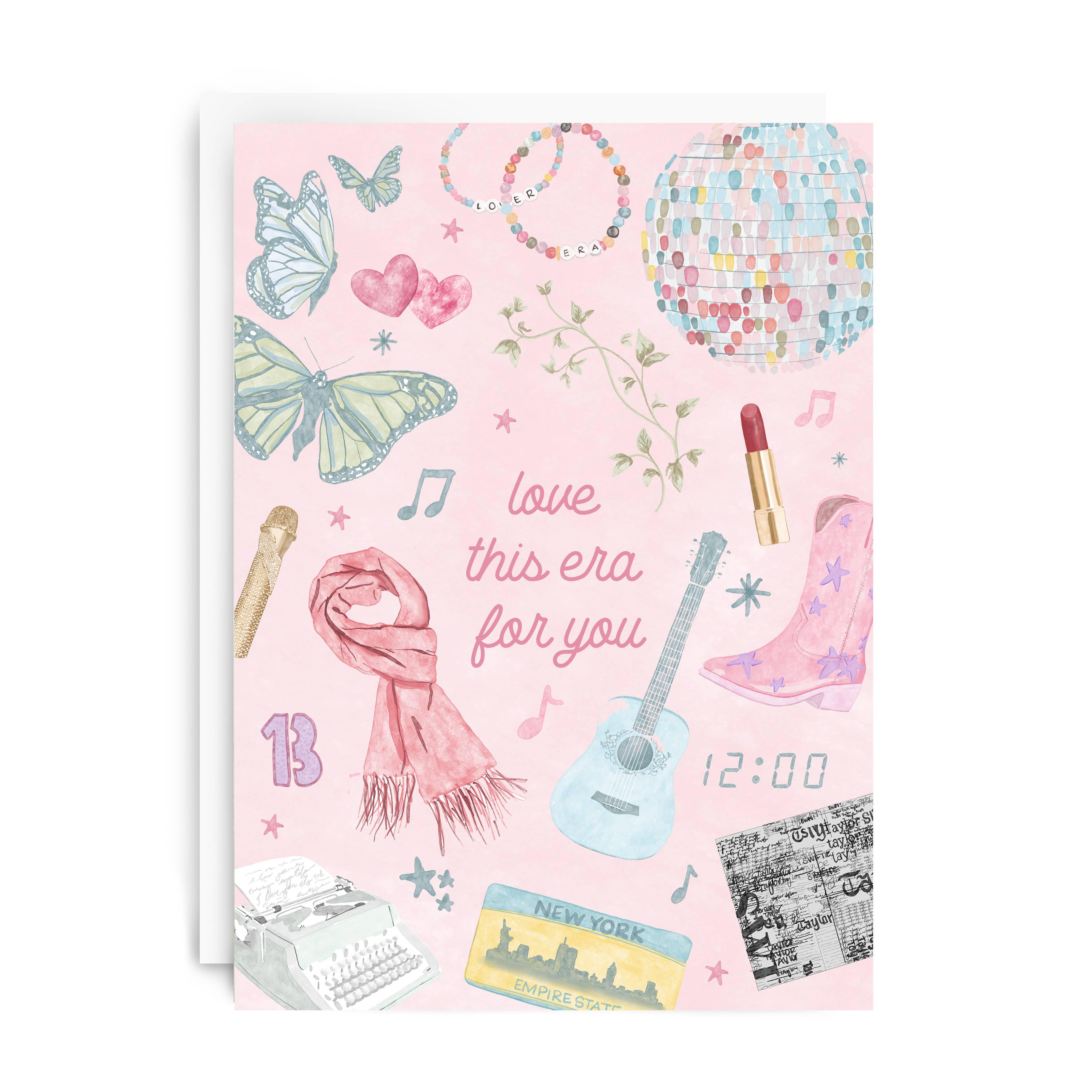Love This Era for You Watercolor Icons Greeting Card with Envelope