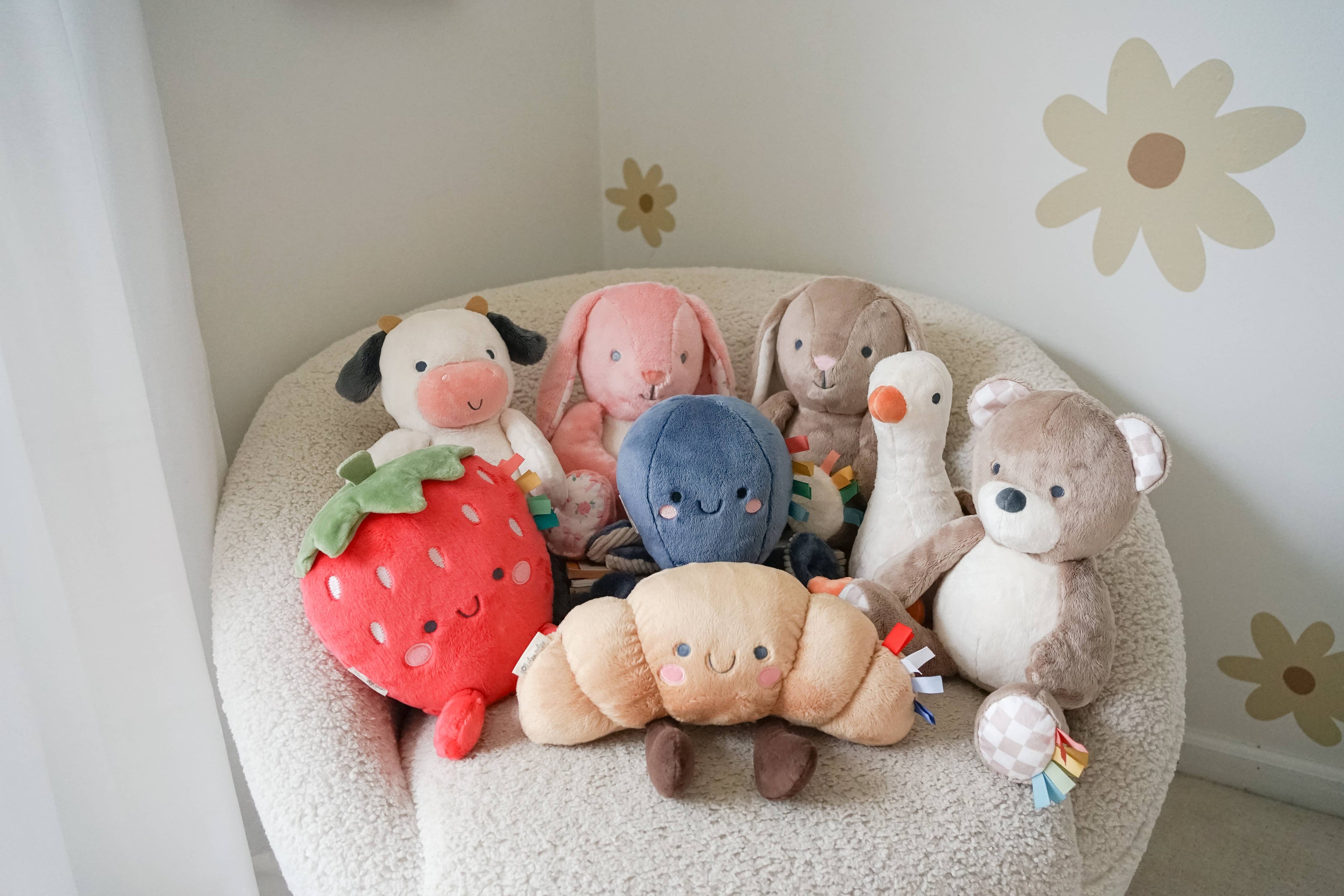 Soft Sensory Plush Toy with Multiple Textures and Ribbons