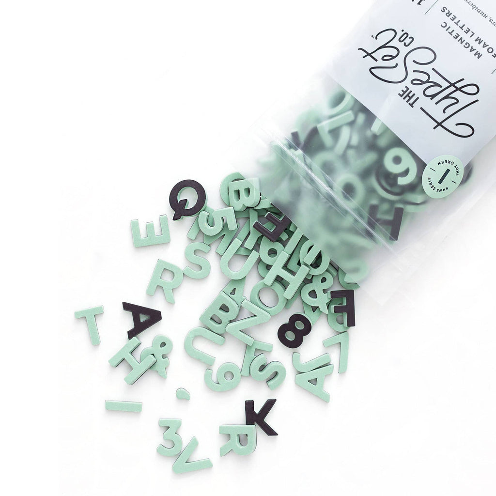 200pc Mint Green Foam Magnetic Letters Set for Kids Learning