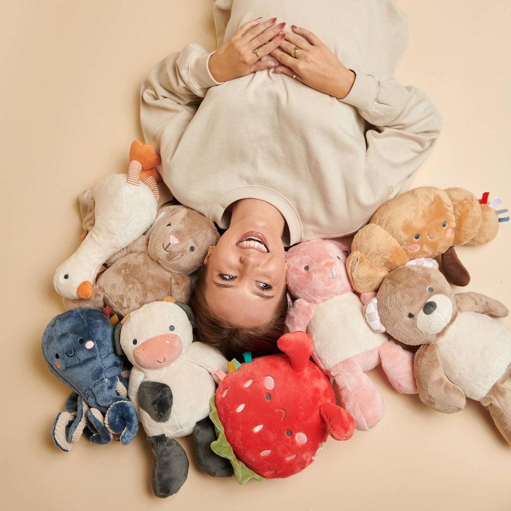 Soft Sensory Plush Toy with Multiple Textures and Ribbons