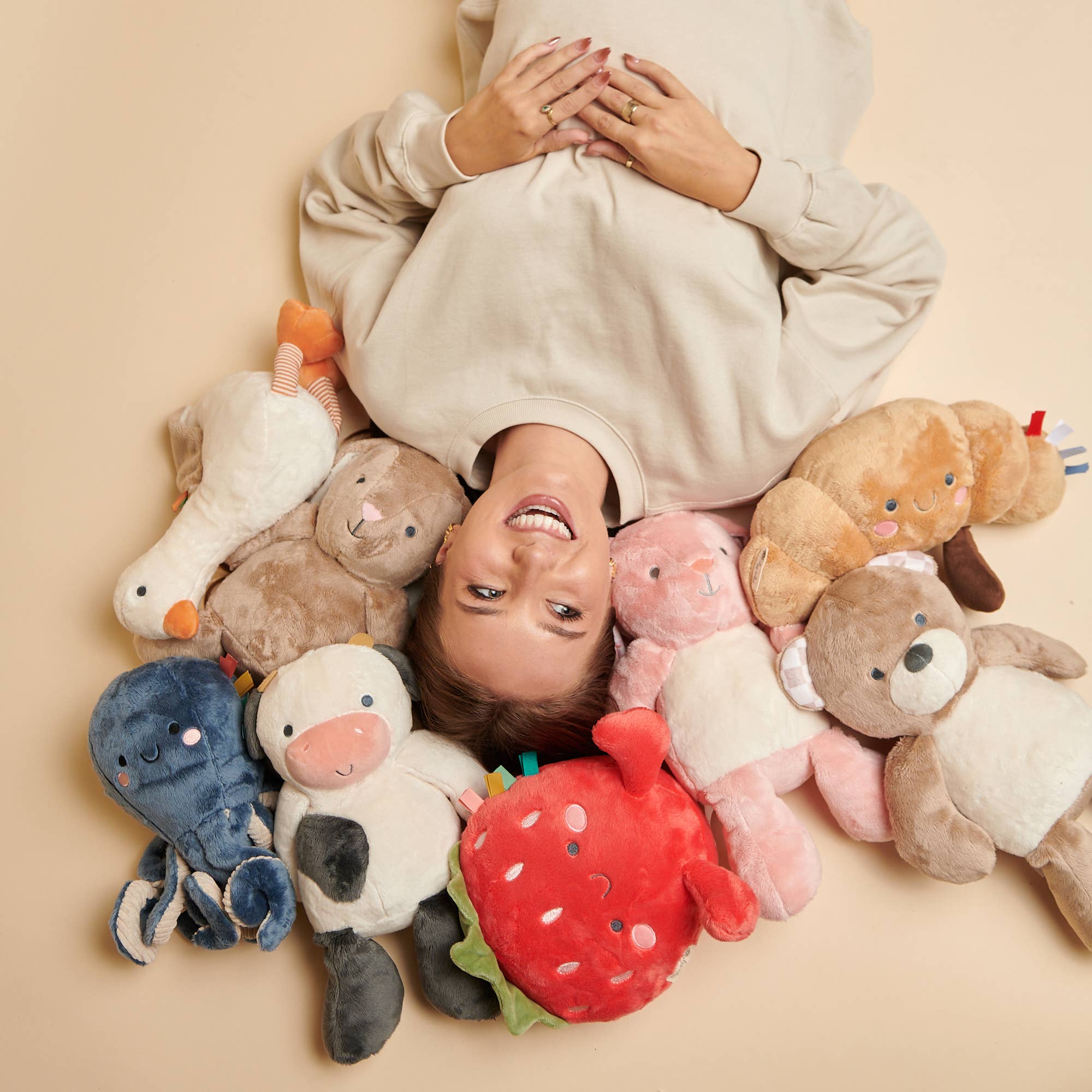 Soft Sensory Plush Toy with Multiple Textures and Ribbons