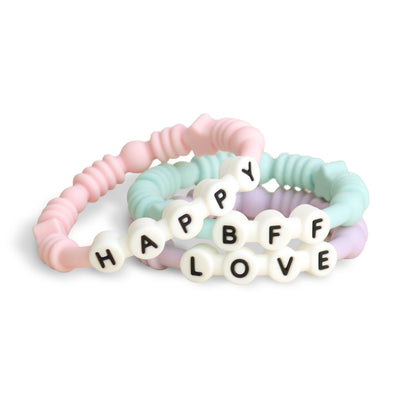Bitzy Bands Silicone Teething Rings Set of Three for Babies