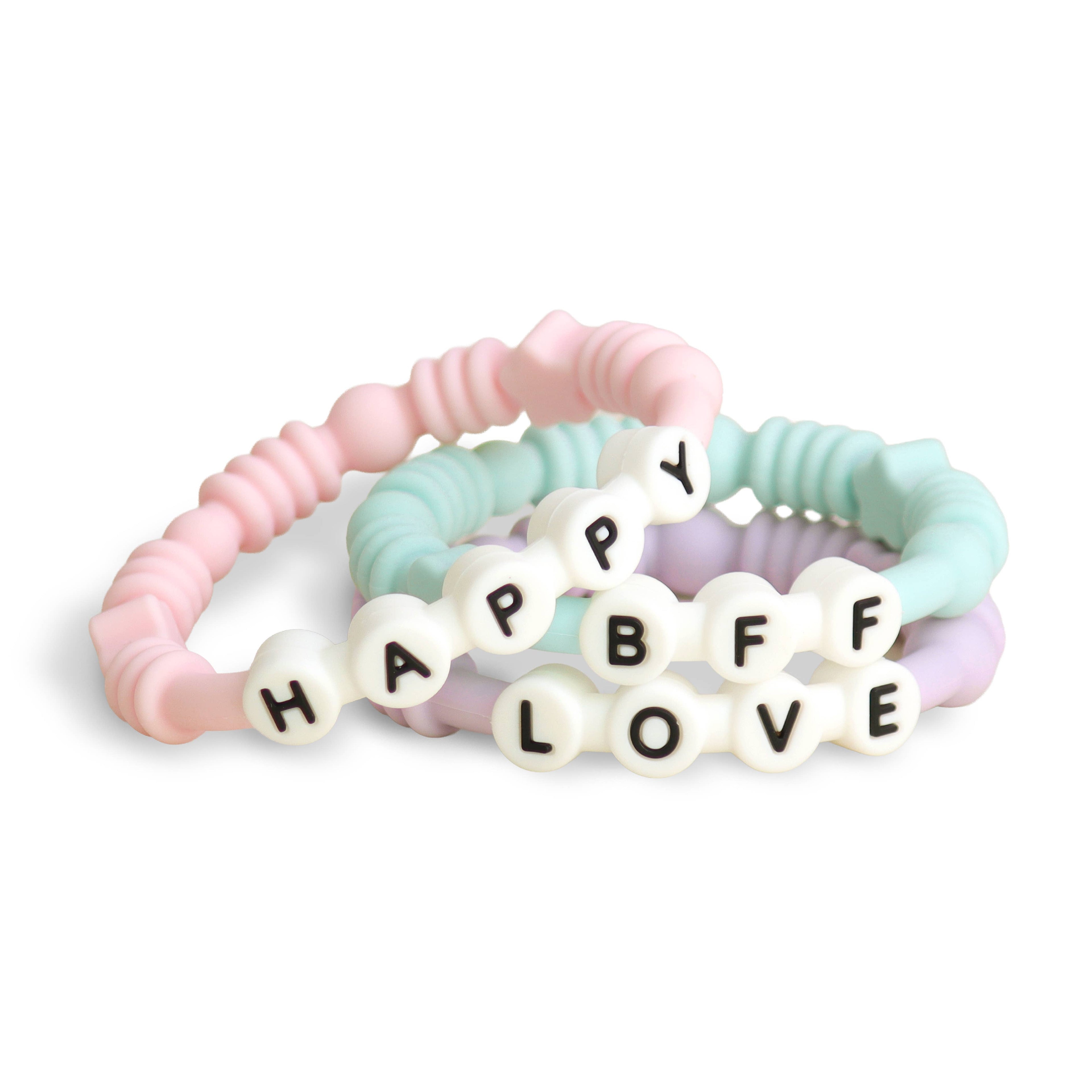 Bitzy Bands Silicone Teething Rings Set of Three for Babies