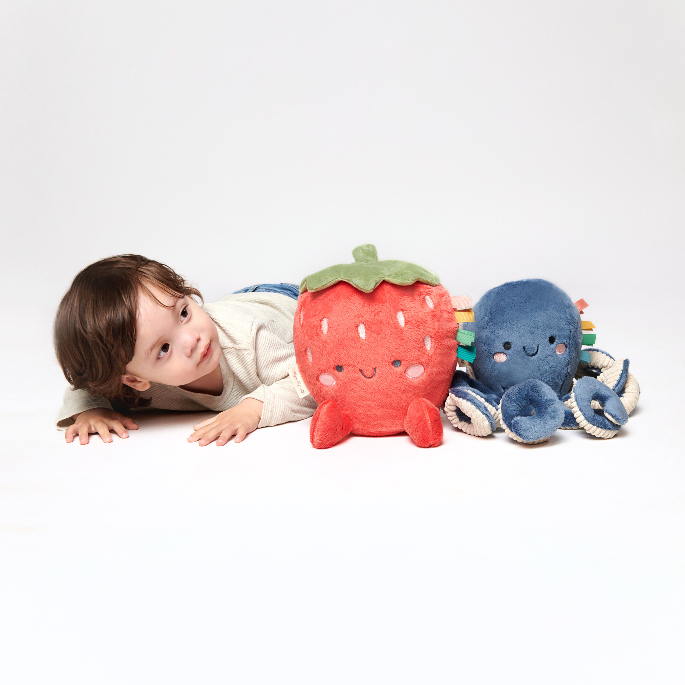 Soft Sensory Plush Toy with Multiple Textures and Ribbons
